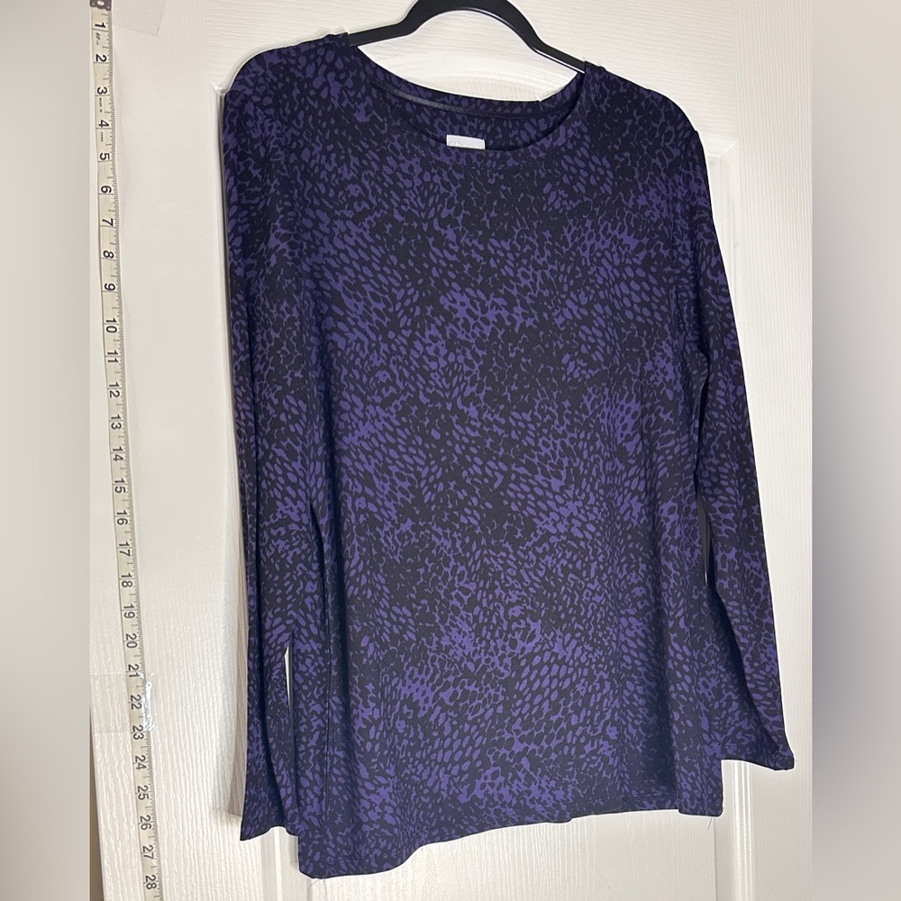 Chico's Black and Purple Long Sleeve Top, Size 2, L/12